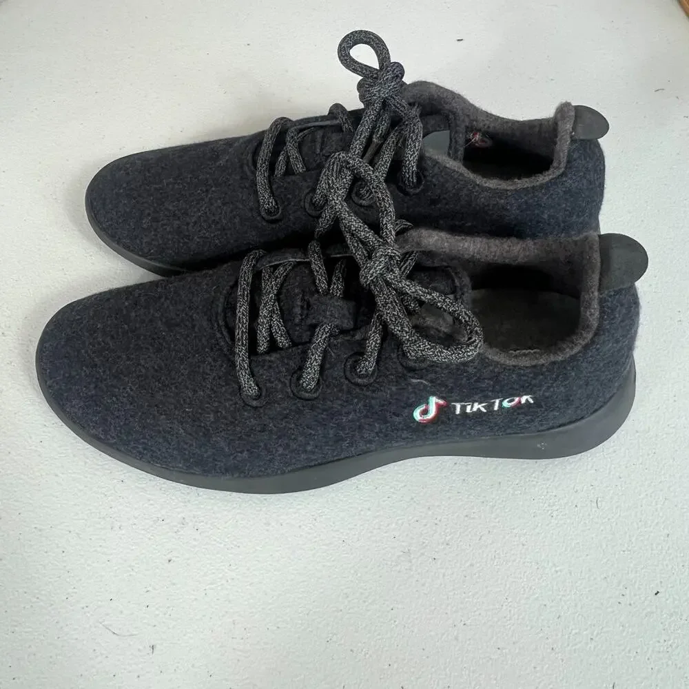 Allbirds Sneakers Shoe Mens 8 Influencer Grey Black Wool Lace Up Lightweight